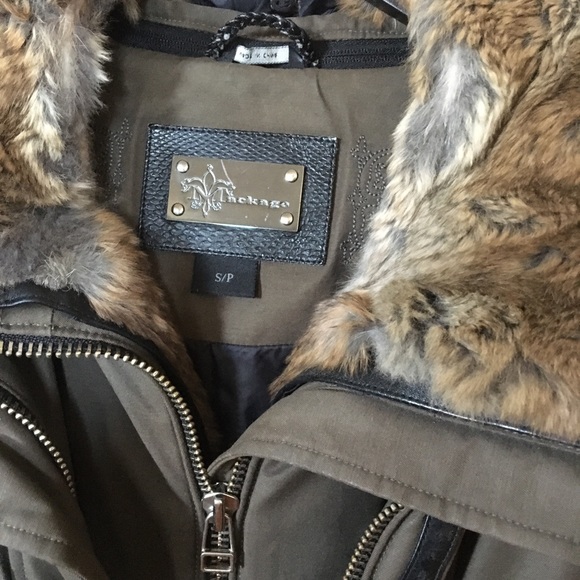 MACKAGE Small/S down parka puffer fur collar, army green jacket -30C rated! - Picture 7 of 8